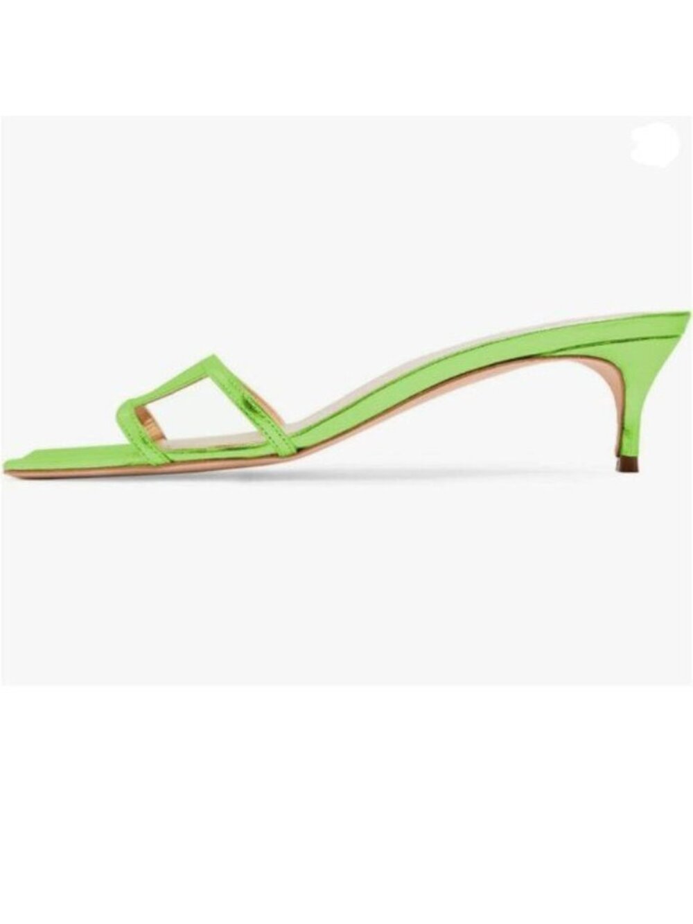YDN Green Square Open Toe Low Kitten Heels Slide Sandals Cutout Pumps Shoes